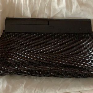 Black leather envelope clutch,de Vecchi Italy